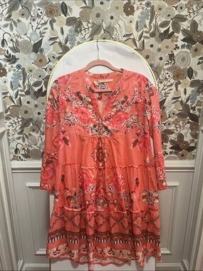 Lola Australia Coral Pink Floral Mini Dress